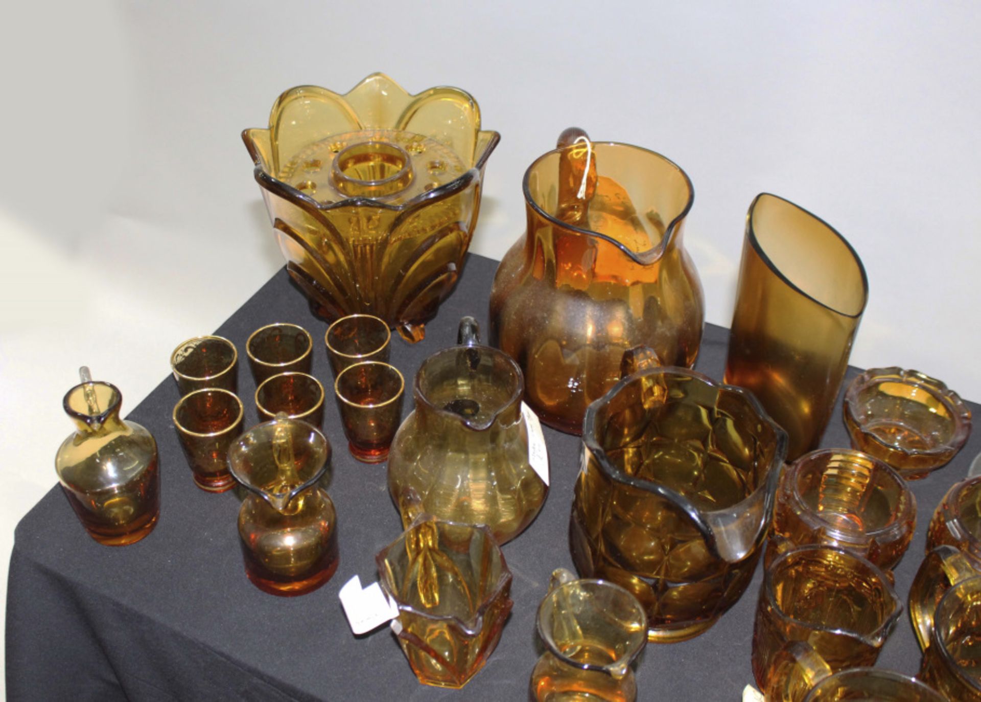 Collection of Vintage Amber Glass Vases Tankards Etc. - Image 3 of 3