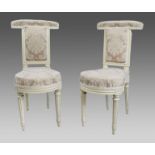 Pair of Early Antique French Painted Voyeuse Chairs