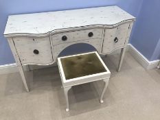 Painted French Style Side Dressing Table & Stool