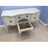 Painted French Style Side Dressing Table & Stool