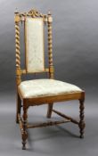 Elegant Satinwood Upholstered Barley Twist Occasional Chair