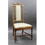 Elegant Satinwood Upholstered Barley Twist Occasional Chair