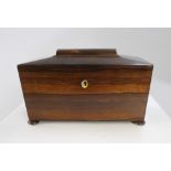 Regency Rosewood Sarcophagus Shaped Tea Caddy Box