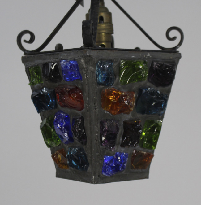 Small vintage Metal Multicoloured Stained Glass Lantern - Image 3 of 4