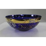 Vintage Italian Painted & Gilded Cobalt Blue Bowl