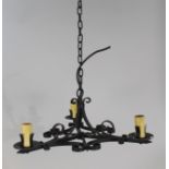 Wrought Iron Three Light Chandelier