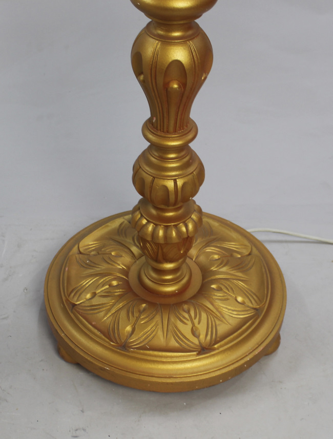 Gold Painted Vintage Carved Wood Standard Lamp - Image 3 of 3