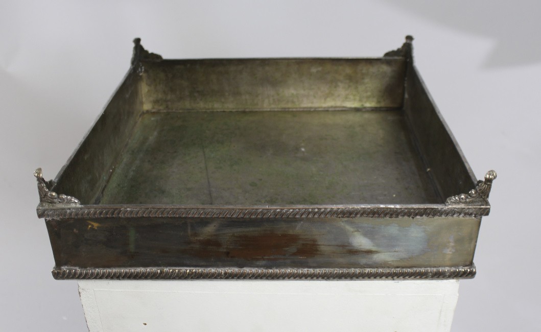 Early 19th c. English Silver on Copper Square Cake Stand - Image 6 of 6