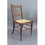 Edwardian Beech Occasional Chair with Rush Seat