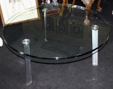 Heavy Designer Glass Topped Chrome Circular Coffee Table