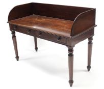 A VICTORIAN MAHOGANY TRAY-TOP WASHSTAND, fitted two false frieze drawers,