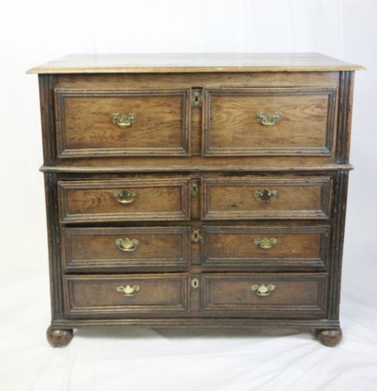 18th century Joined Oak Chest of Four Long Drawers - Image 2 of 4