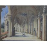R H Hill watercolour, Colonnade, Villa Torlonia, Rome