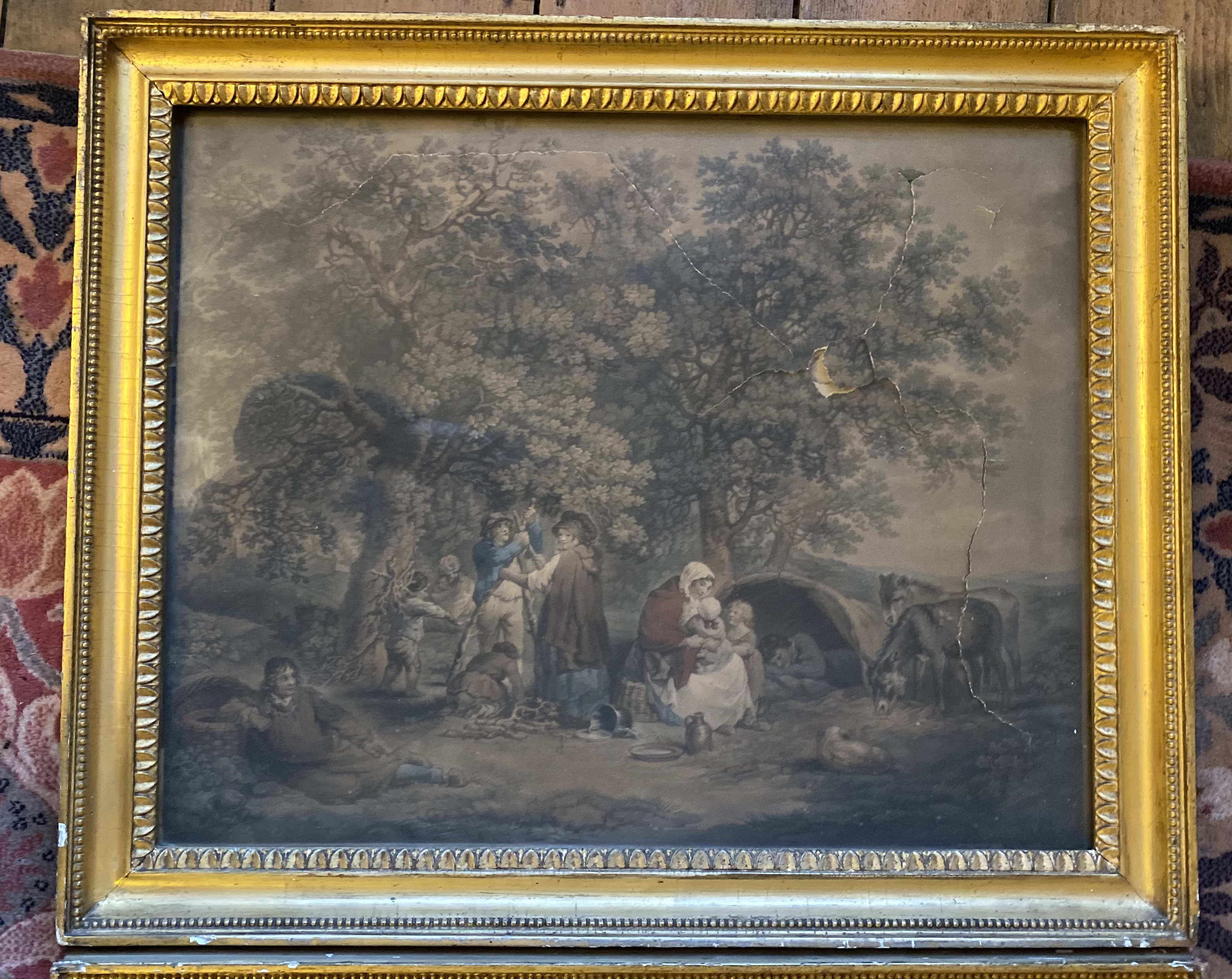 Pair of early C19th g. Morland mezzotints in frames - Image 2 of 6