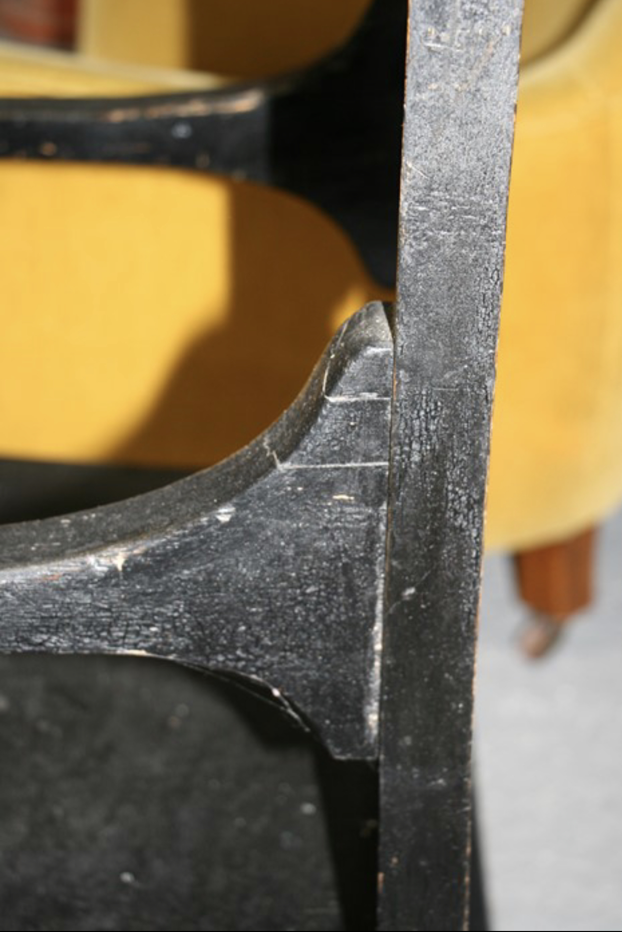 A pair of Regency style ebonised and painted carver chairs - Image 4 of 11