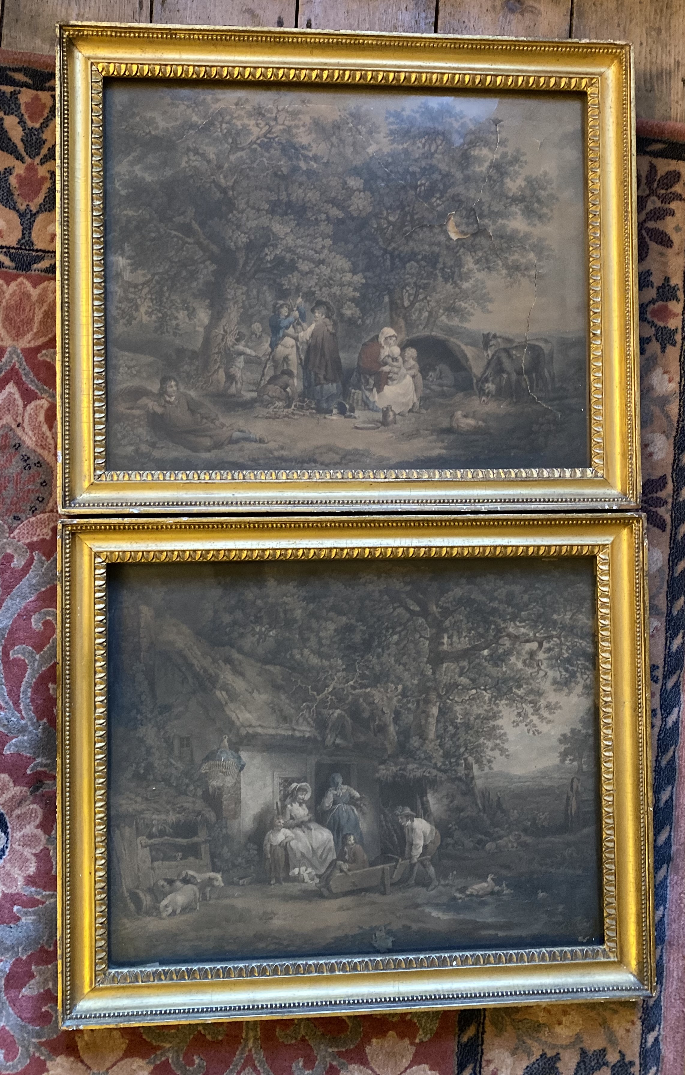 Pair of early C19th g. Morland mezzotints in frames