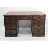 C19th walnut pedestal desk based on C17th walnut furniture Design