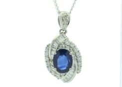 Platinum Cluster Diamond And Sapphire Pendant (S2.16) 0.80 Carats