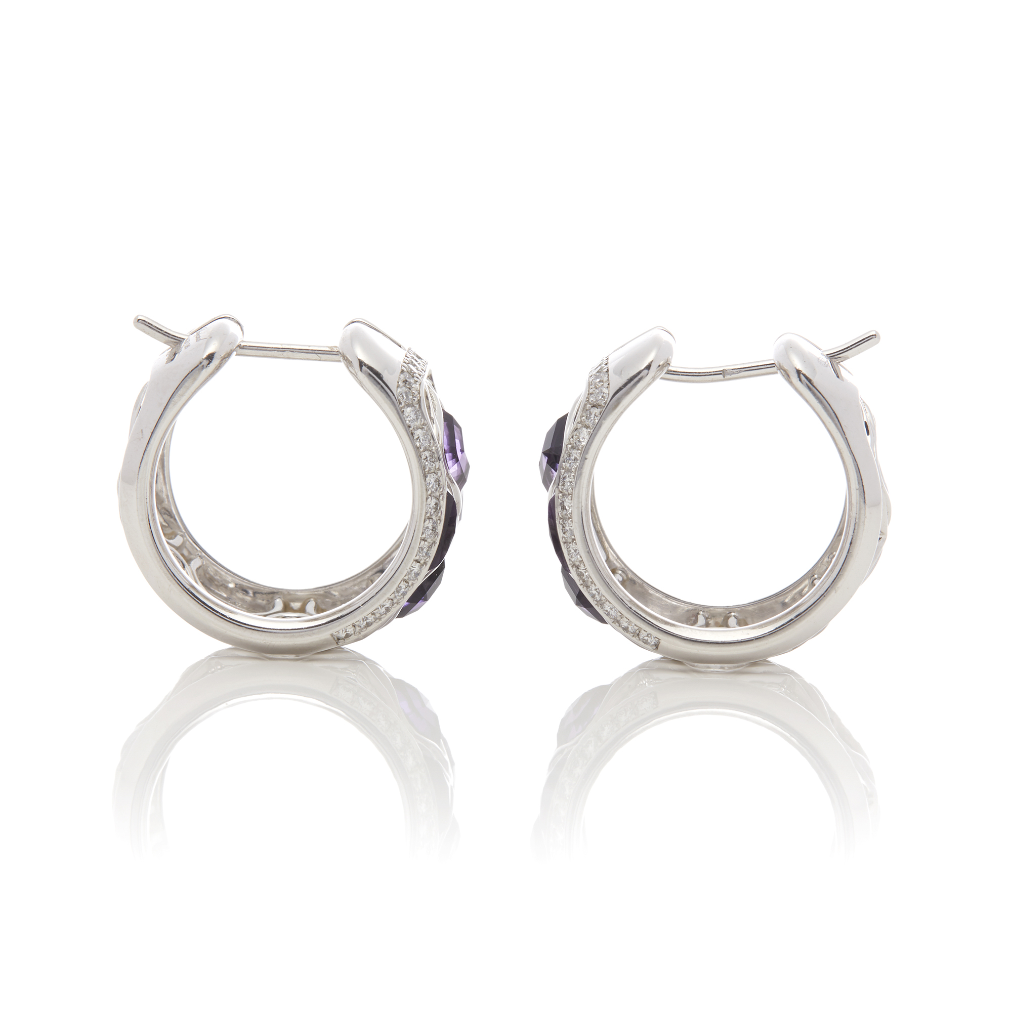 Chopard 18k White Gold Amethyst & Diamond Imperiale Earrings - Image 7 of 9