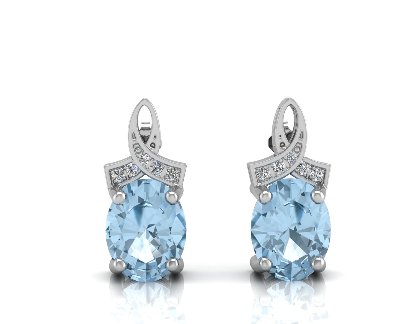 9ct White Gold Diamond And Blue Topaz Earrings - Image 3 of 4