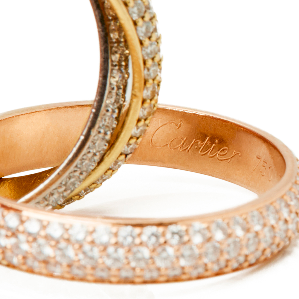 Cartier 18k Yellow, White & Rose Gold Diamond Classic Trinity Ring - Image 5 of 10