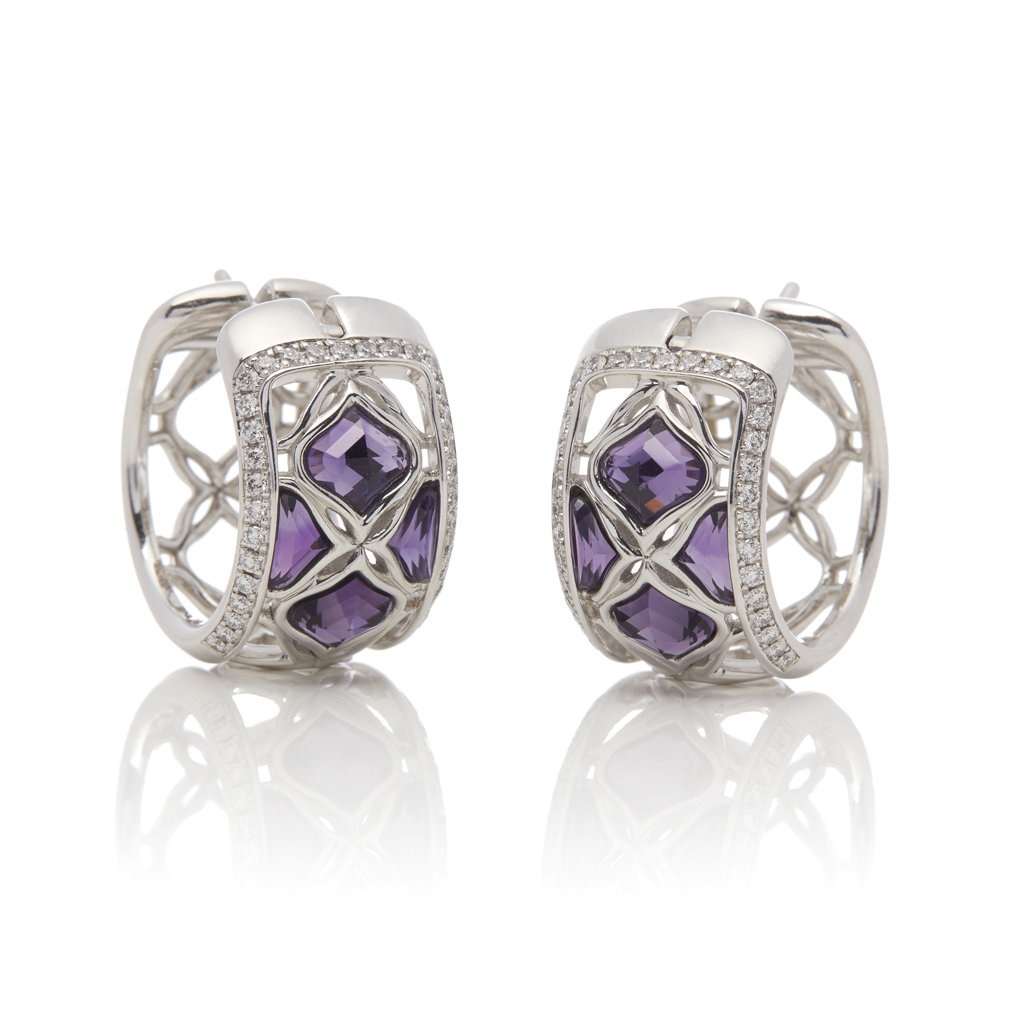 Chopard 18k White Gold Amethyst & Diamond Imperiale Earrings - Image 9 of 9