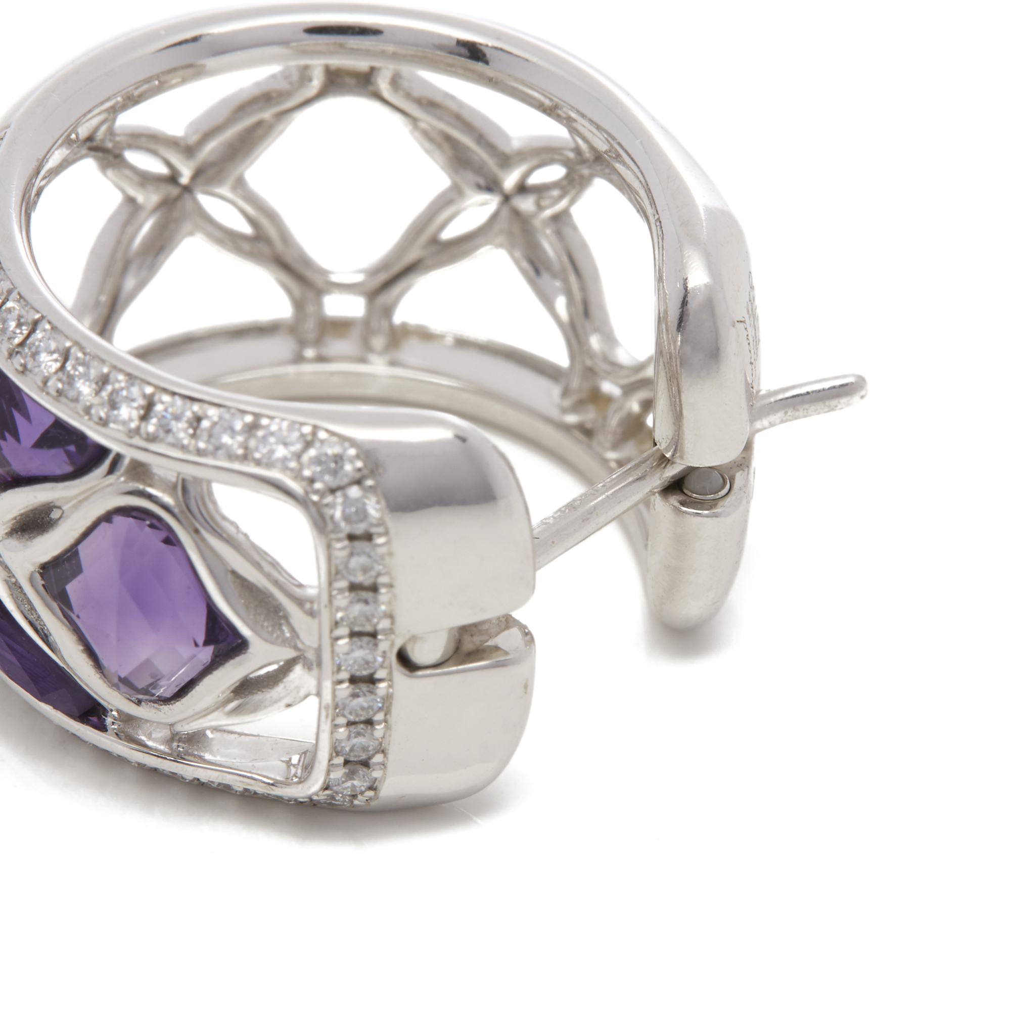 Chopard 18k White Gold Amethyst & Diamond Imperiale Earrings - Image 5 of 9