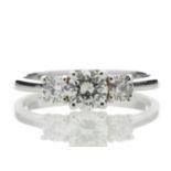 18ct White Gold Three Stone Claw Set Diamond Ring 0.77 Carats