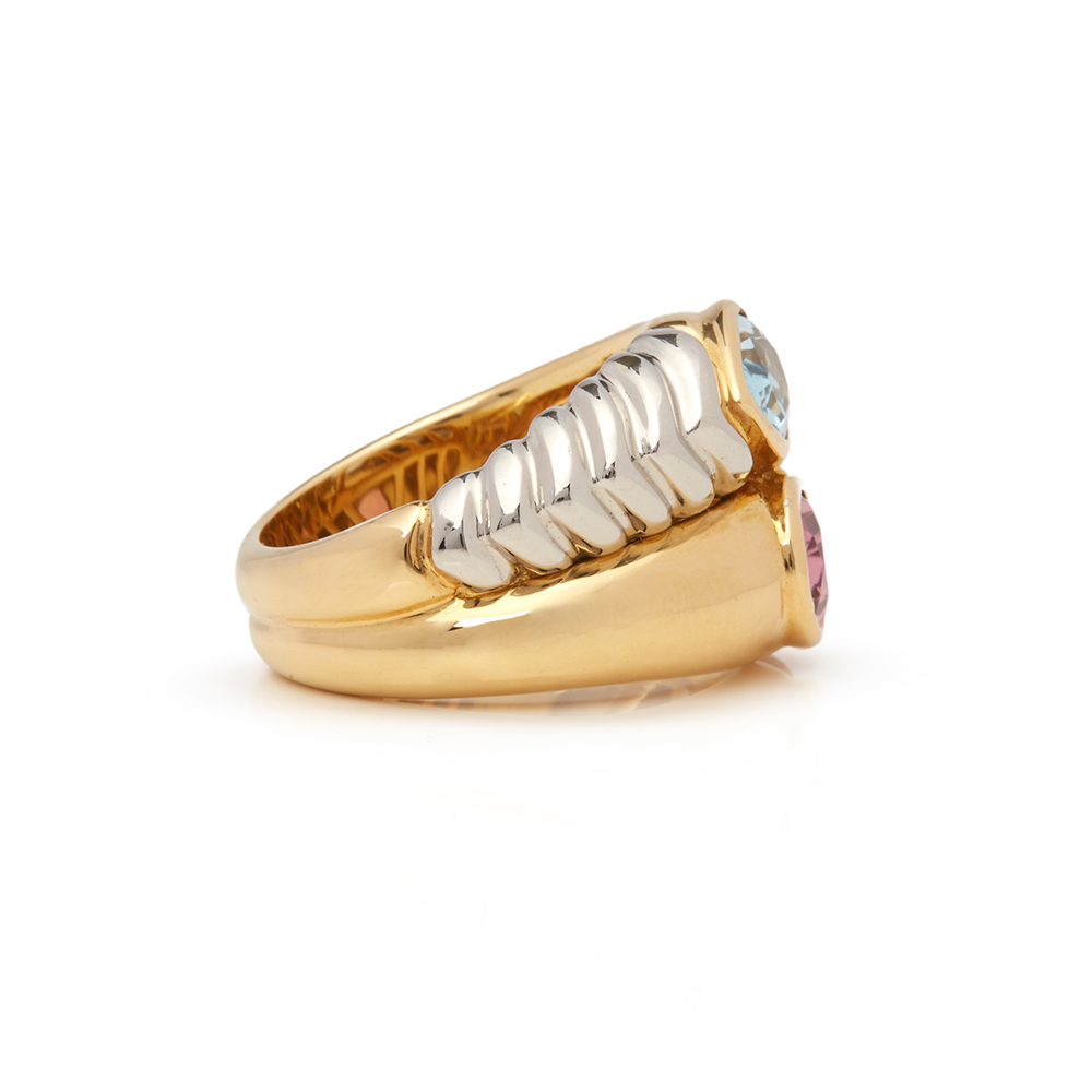 Bulgari 18k Yellow & 18k White Gold Multi Gem Doppio Ring - Image 7 of 7