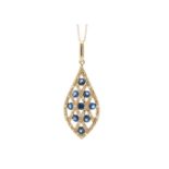 14ct Rose Gold Diamond And Sapphire Necklace (S0.90) 0.10 Carats