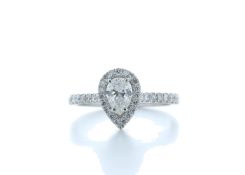 18ct White Gold Single Stone With Halo Setting Ring 0.91 (0.51) Carats