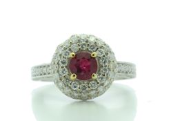 18ct White Gold Cluster Diamond And Ruby Ring (R0.73) 1.90 Carats