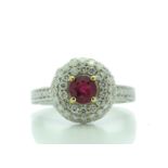 18ct White Gold Cluster Diamond And Ruby Ring (R0.73) 1.90 Carats