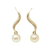 Mikimoto 18k Yellow Gold Akoya Pearl & Diamond Earrings