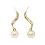 Mikimoto 18k Yellow Gold Akoya Pearl & Diamond Earrings