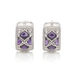 Chopard 18k White Gold Amethyst & Diamond Imperiale Earrings