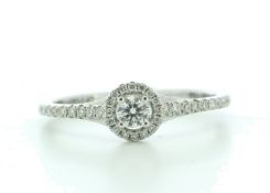 18ct White Gold Halo Set Diamond Ring 0.30 Carats