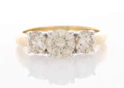 18ct Yellow Gold Three Stone Claw Set Diamond Ring 2.43 Carats