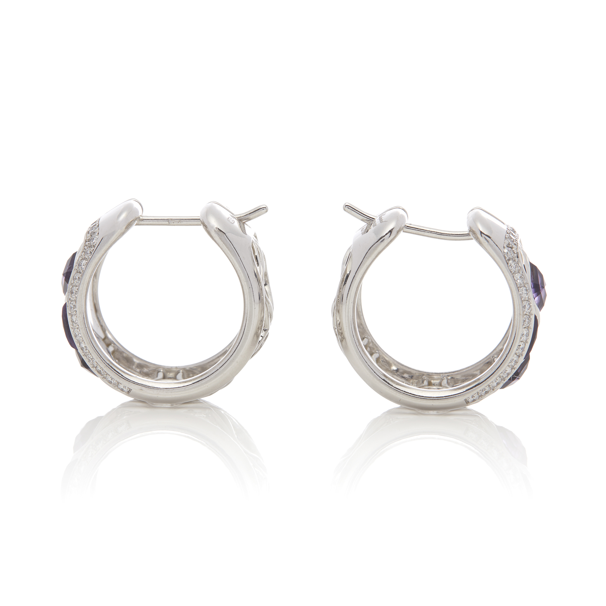 Chopard 18k White Gold Amethyst & Diamond Imperiale Earrings - Image 8 of 9