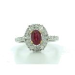 18ct White Gold Cluster Diamond And Ruby Ring (R0.86) 0.80 Carats