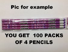 100 x 4 packs of pencils total 400 pencils