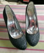 New Licean Black Glitter High Heels Euro 40