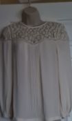 Karen Millen Lace Pleated Blouse in Cream Size 6 Brand New With Tags