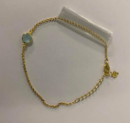 9Ct Gold Plated Sterling Silver Bracelet - Aqua - New
