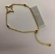 9Ct Gold Plated Sterling Silver Star Bracelet With Cubic Zirconia - New