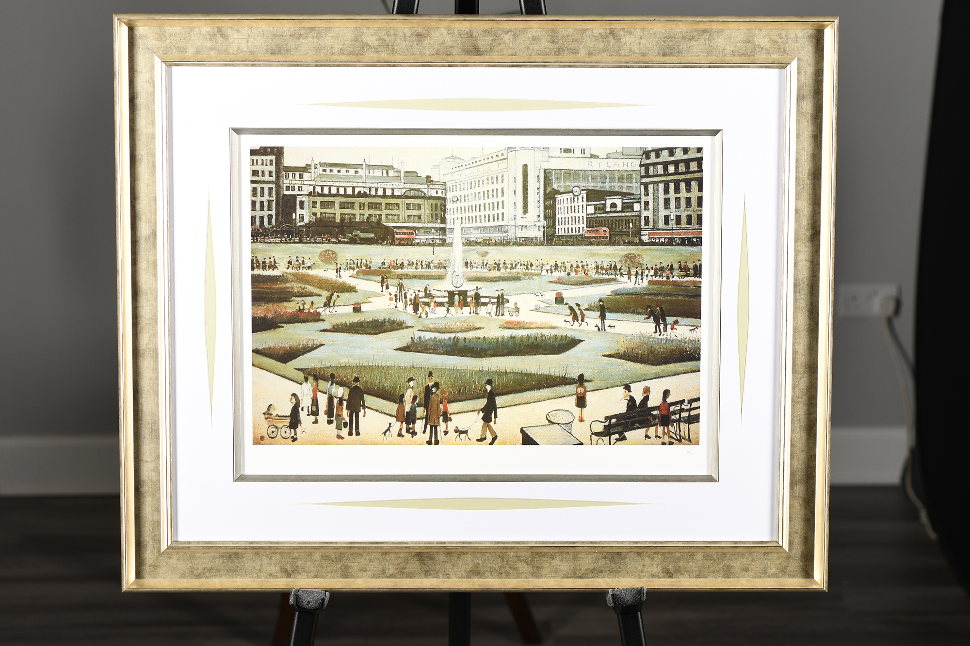 Limited Edition L.S. Lowry "Piccadilly Gardens" Authentication & Embossed Stamped. Mint Condition.