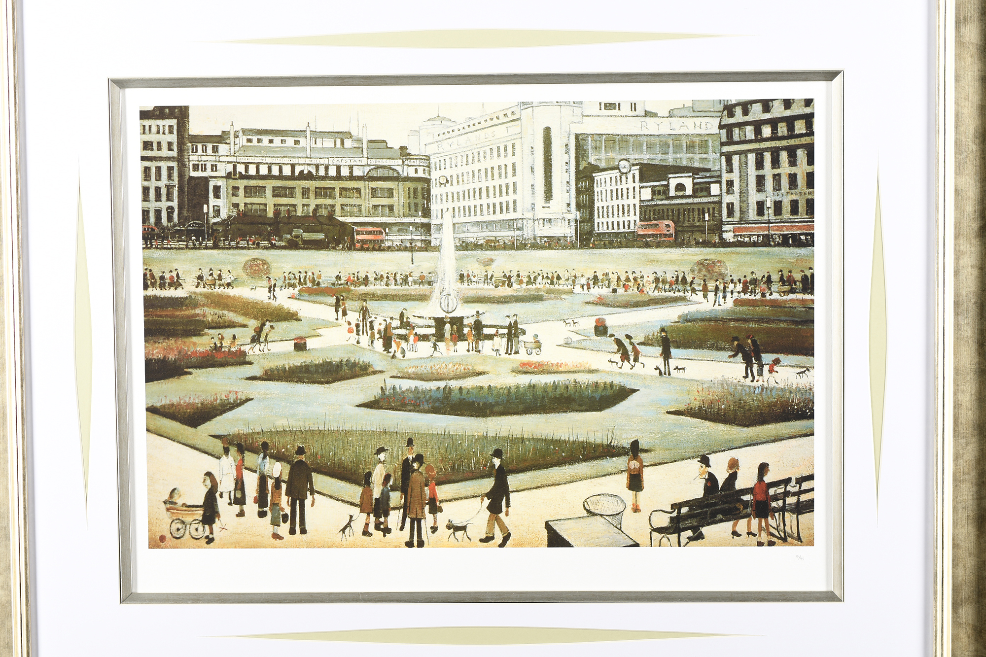 Limited Edition L.S. Lowry "Piccadilly Gardens" Authentication & Embossed Stamped. Mint Condition. - Image 2 of 10