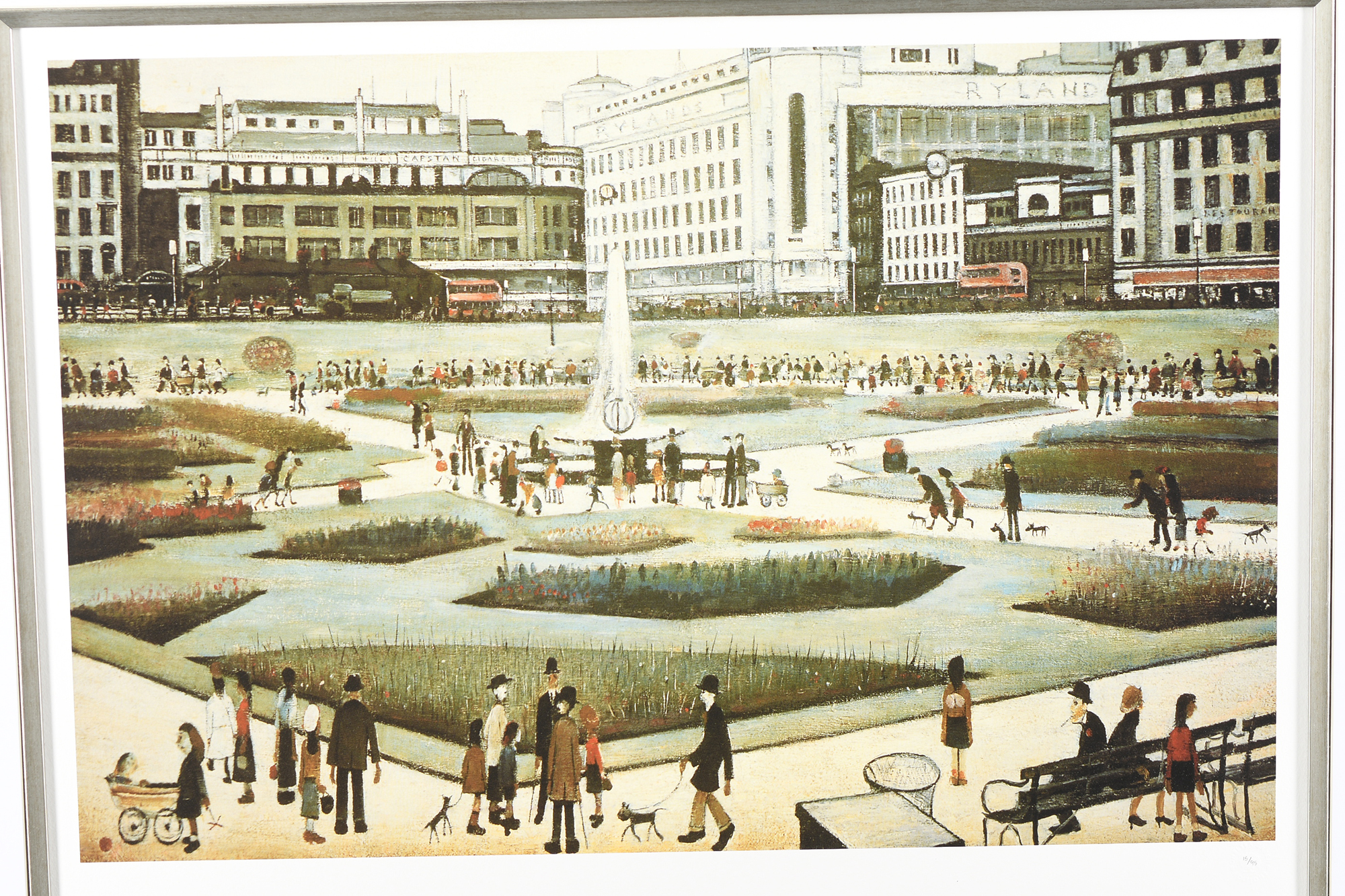 Limited Edition L.S. Lowry "Piccadilly Gardens" Authentication & Embossed Stamped. Mint Condition. - Image 3 of 10