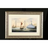 Original Painting of HMS Belfast in the Thames by Ken Hammond