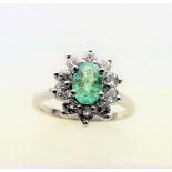 1.5 carat Green and White Topaz Ring